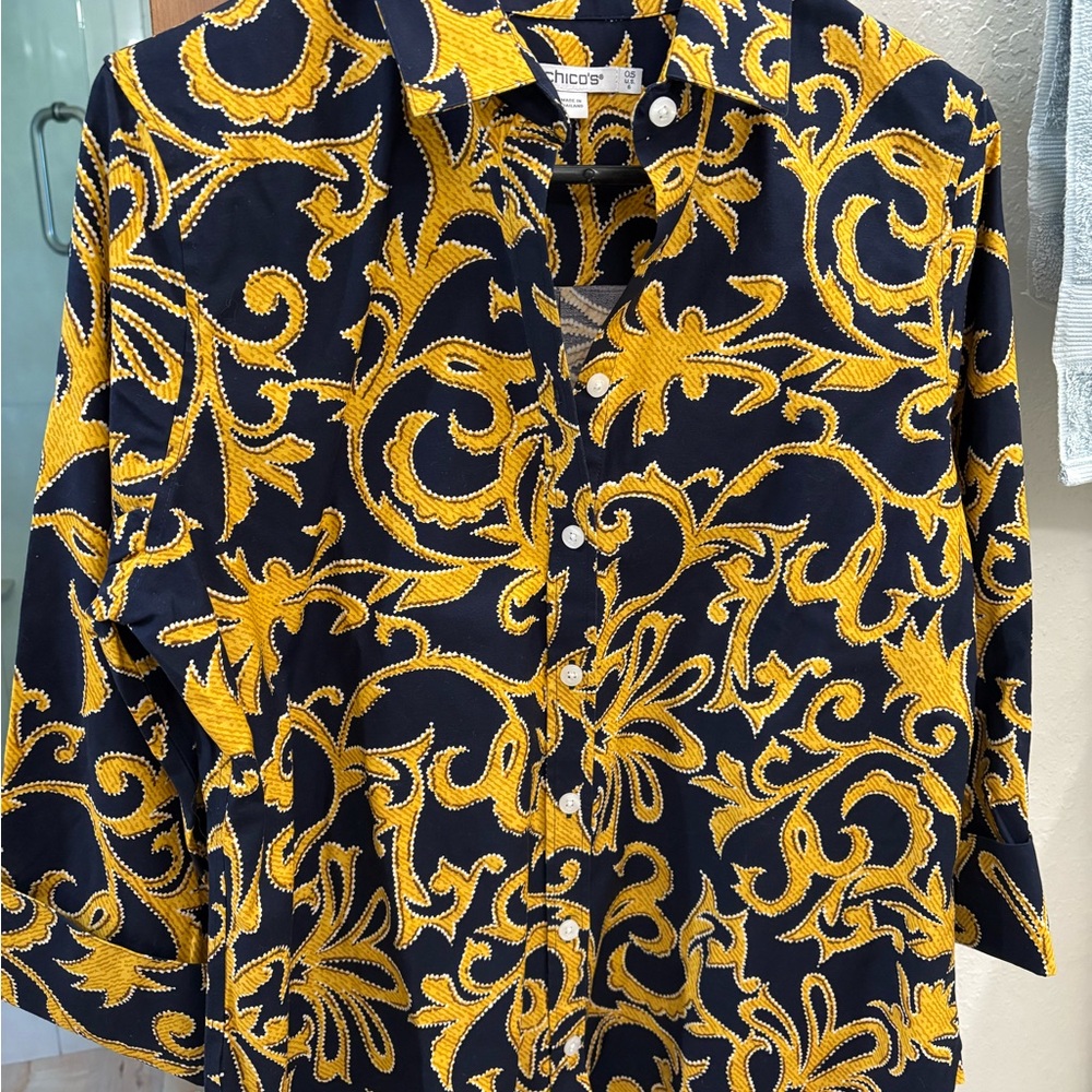 Chico's Black and Gold Button Down Shirt